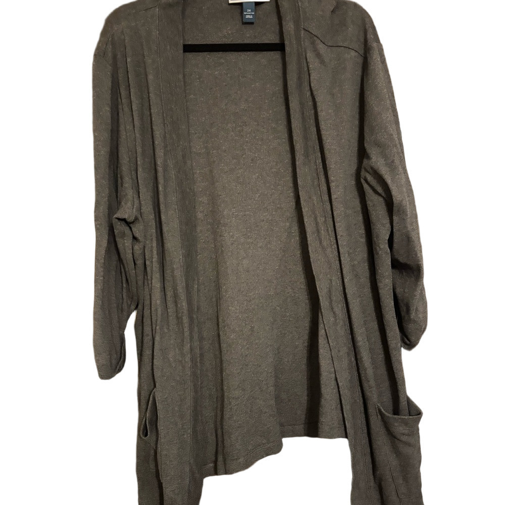 NWOT Karen Scott Charcoal Open Front Cardigan